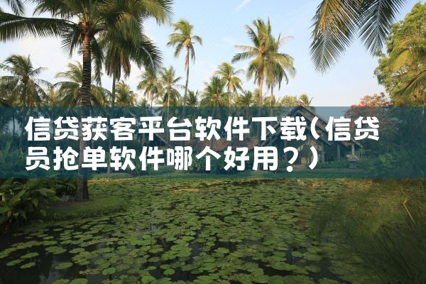 信贷获客平台软件下载